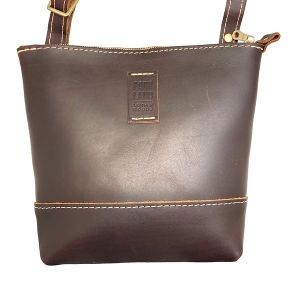 Portland leather dark brown crossbody bag
